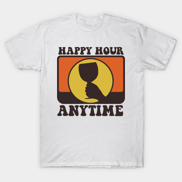 Discover Happy hour anytime retro 70s wine drinkers - Wine Lovers Retro 70s - T-Shirt