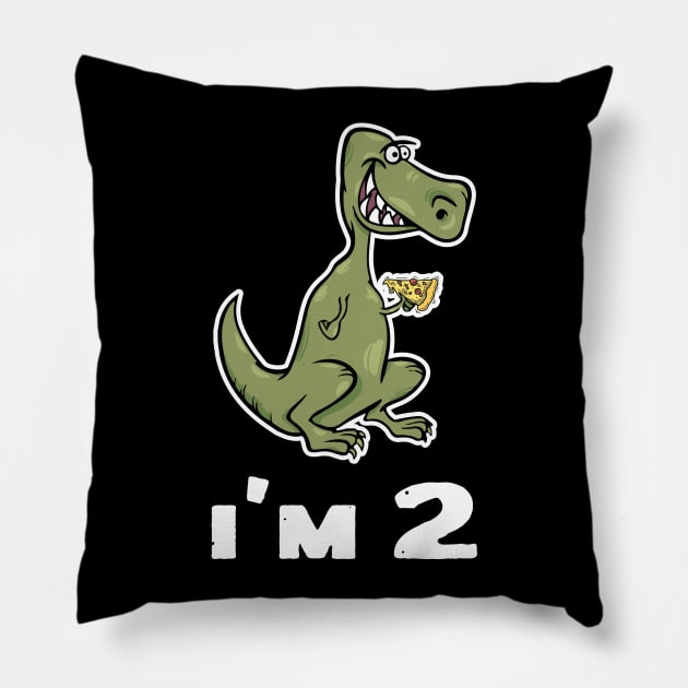 I'm 2 T-Rex Dinosaur Eating Pizza T Shirt Pillow by ashbashxb6