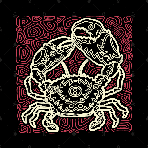 Tribal Animal Crab Ink Art Tattoo Retro Red White by ebayson74@gmail.com