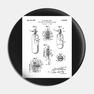 Scuba Tank Patent - Scuba Diver Deep Sea Diving Art - White Pin