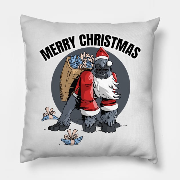 The Christmas gorilla Pillow by TomiAx