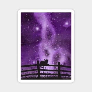 Night full of Sky Purple Watercolor Galaxy Painting Magnet