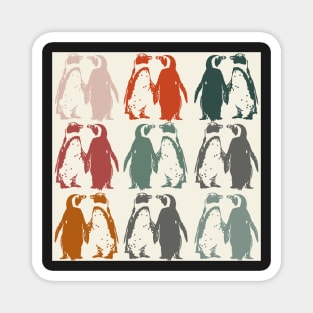 Colourful penguins in vintage colours Magnet