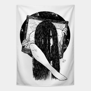 TV Set SADAKO (Black print) Tapestry