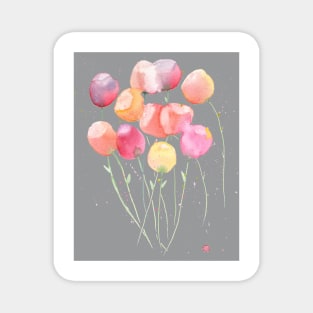 Loose Watercolor Tulip Illustration with an ultimate gray background Magnet