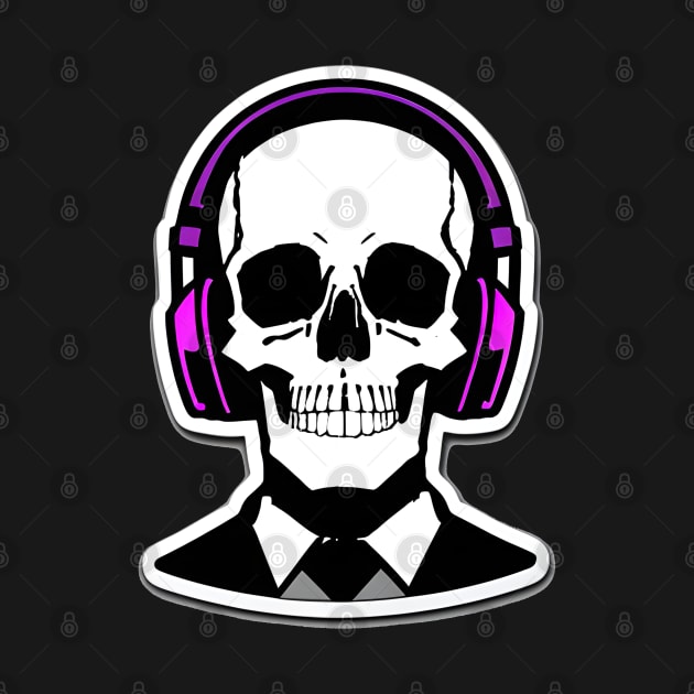 Skull With Headphones and Suit Violet | Listening Music by General Corner