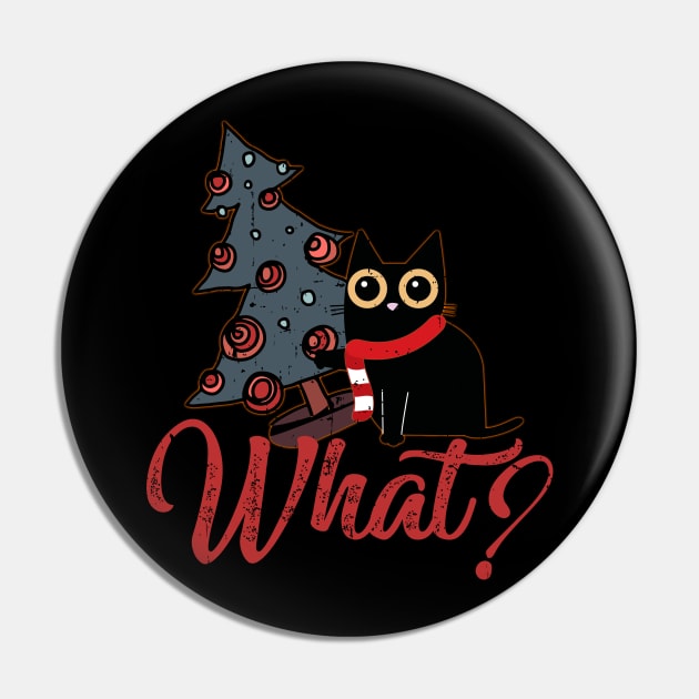 Cat What Humor Christmas Horror Suspicious Cat Xmas Tree Pin by alcoshirts