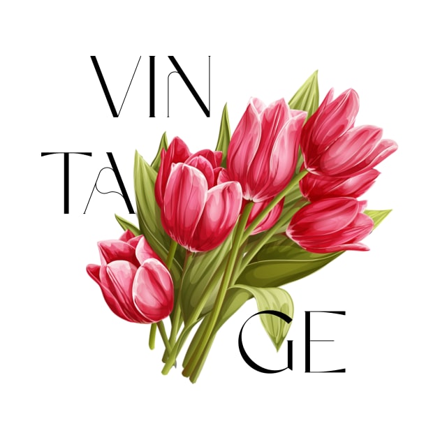 Tulip Vintage Flora Minimalist Art Deco by Flowering Away