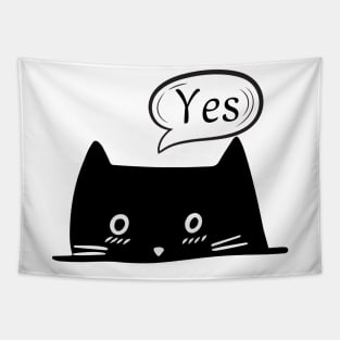 Black Cat Says yes Tapestry