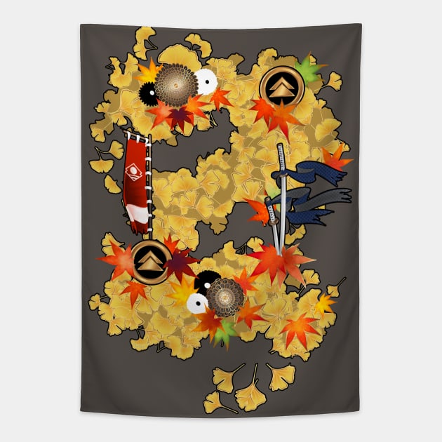 The Hidden Man (no kanji version) - ゴースト・オブ・ツシマ Ginko Kimono Design - Ghost of Tsushima Tapestry by SamInJapan