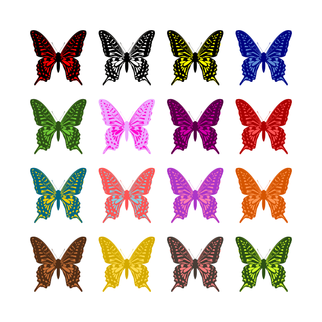 Butterfly collection in the style of a pinboard by TyneDesigns