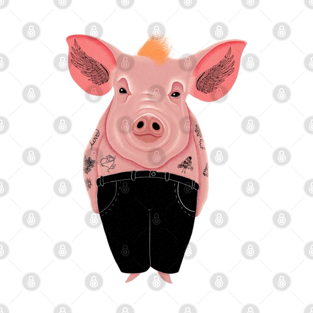 Cool Pig with Tattoo in Trousers by DrawingEggen