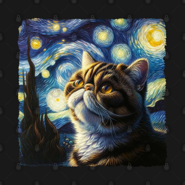 Exotic Shorthair Starry Night Inspired - Artistic Cat by starry_night