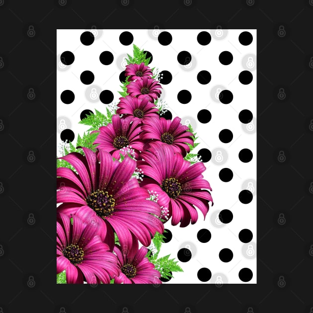 Magenta Daisy Flowers Polka Dot by Looly Elzayat