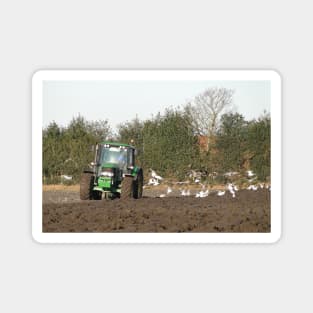 Ploughing on a frosty day Magnet