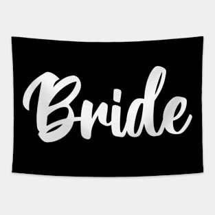 Bride Typography Cursive White Tapestry