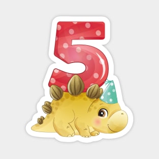 5th Birthday Cute Little Dinosaur Magnet