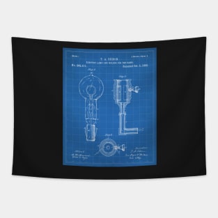 Light Bulb Patent - Edison Invention Industrial Design Art - Blueprint Tapestry