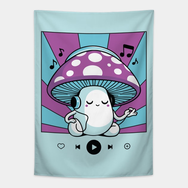 Groovy Mushroom Listening to Music Tapestry by ElusiveIntro