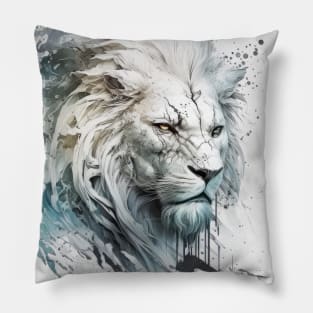 Lion Portrait Animal Painting Wildlife Outdoors Adventure Pillow