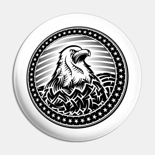 American Bald Eagle USA Natioal Symbol Independence Day Emblem Head Pin by alxr