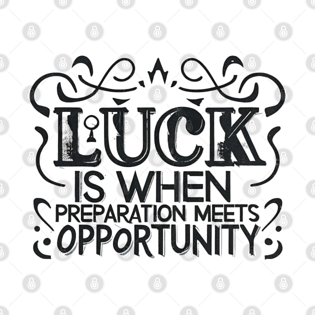 Luck Meets Preparation - Motivational Quote Design 1 by Caos Maternal Creativo