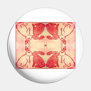 Kissing Red Rabbits Pin