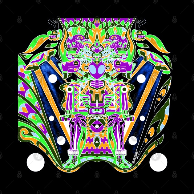 the tropical alien astronaut in mictlan pattern ecopop by jorge_lebeau