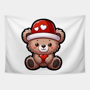 Cute Valentine's teddy Bear Holding a Heart Tapestry