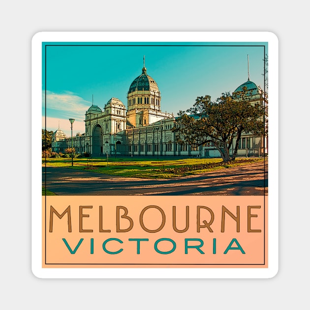 Melbourne Victoria Retro Magnet by seadogprints