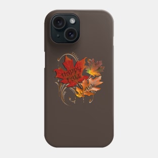 HAPPY FALL Y'ALL Beautiful Autumn Leaves Graphic Art Design, available on Many Products Phone Case