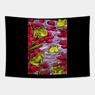 Frogs and Cranberries Tapestry