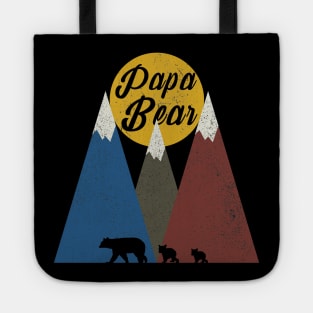 Papa Bear Two Cubs Walking in Mountains Tote