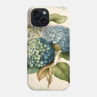 Watercolor Vintage Floral Blue Hydrangeas Flower Phone Case