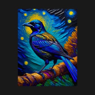 Crow in starry night T-Shirt