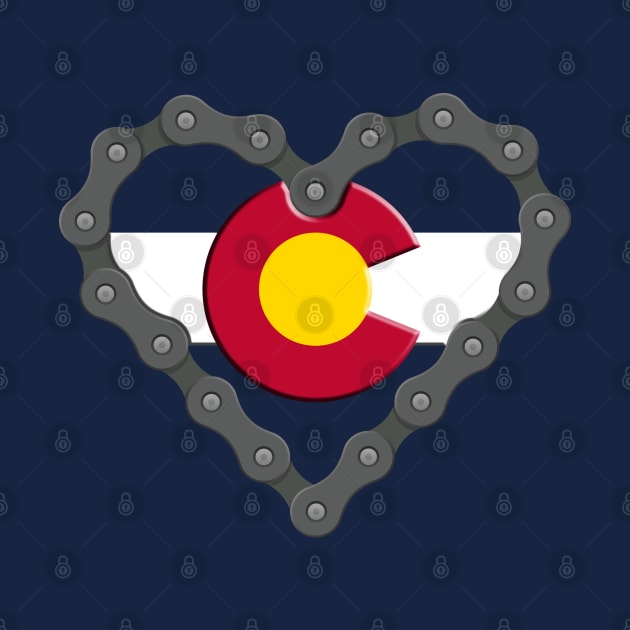 Colorado Flag Heart Bike Chain Cyclist by E