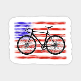 Cyclocross Bicycle American Flag Magnet