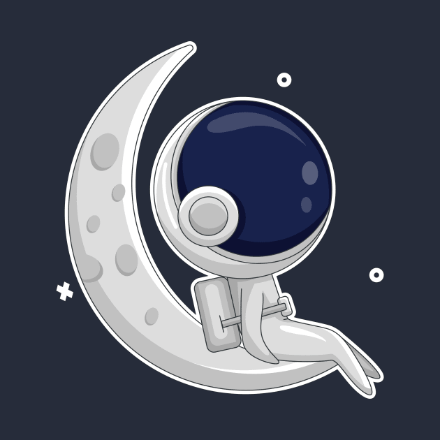 Astronaut and moon by Linescratches