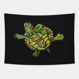 Cute Slider Turtle Sticker Tapestry