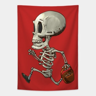 Halloween skeleton kid trick or treat Tapestry