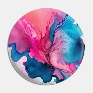 Pink and Blue Symphony - Abstract Alcohol Ink Art Pin