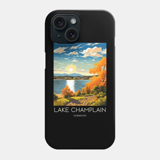 A Pop Art Travel Print of Lake Champlain - Vermont - US Phone Case by Studio Red Koala