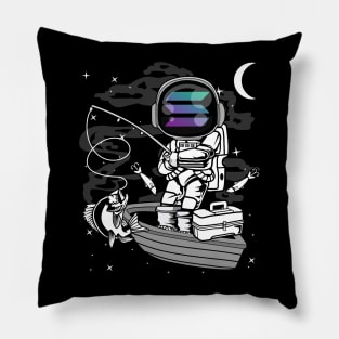 Astronaut Fishing Solana SOL Coin To The Moon Crypto Token Cryptocurrency Blockchain Wallet Birthday Gift For Men Women Kids Pillow