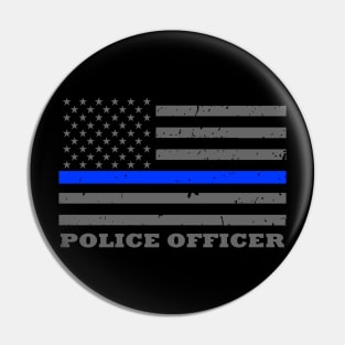 Police Officer Thin Blue Line Flag Pin