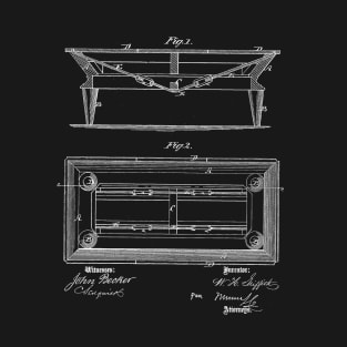 Billiard Table Vintage Patent Drawing T-Shirt