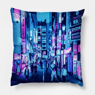 Tokyo Neon Night Synthwave Pillow