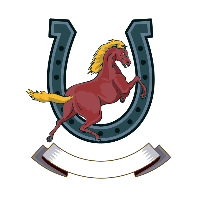 Prancing Horse With Horseshoe Retro by retrovectors