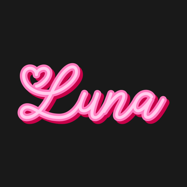 Luna name pink heart by maoudraw