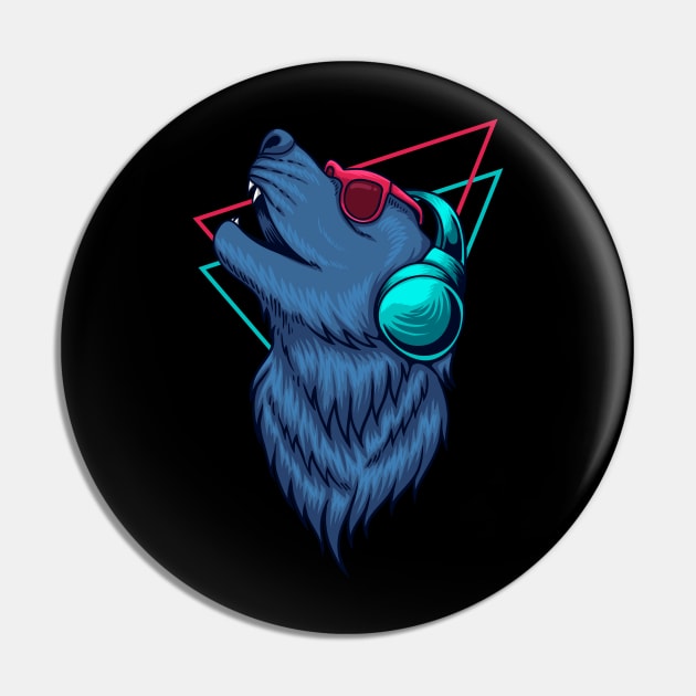 Wolf Party People Pin by Metaart