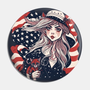 Patriotic Cat Mother Pin